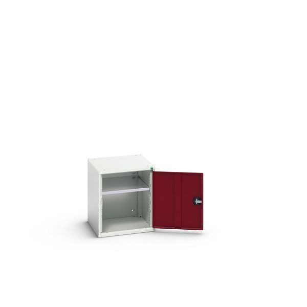 bott verso Flügeltürschrank, mit 1 Fachboden, BxTxH: 525 x 550 x 600 mm, Lichtgrau / Purpurrot, 16926032.24
