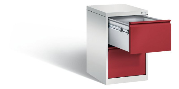 C+P Hängeregistraturschrank Acurado, H733xB433xT590mm, Farbe: Lichtgrau / Rubinrot, Griffleiste, 12412-311 S10010