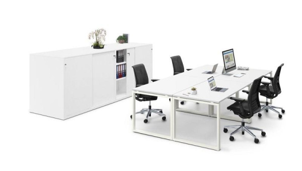 Deskin Tisch CELSUS, Platte Holzdekor Weiß, Gestell Weiß, B 1600 x T 800 x H 700 mm, 349065