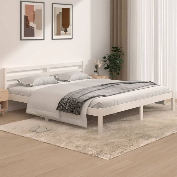 vidaXL Massivholzbett Kiefer 180x200 cm Weiß, 810446, 8720286877746