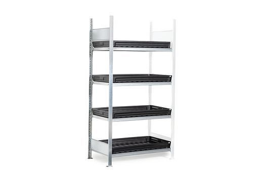DENIOS Gefahrstoffregal GKW 1060 pro, 4 PE-Wannen, 1012 x 637 x 2000 mm, Anbaufeld, 273926