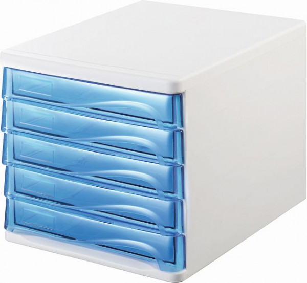 helit Schubladenbox "the wave", VE: 4 Stück, blau transparent, H6129430