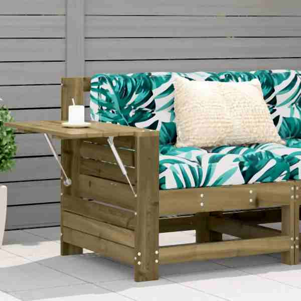vidaXL Gartensofa mit Armlehne und Kissen Kiefernholz Imprägniert, 844918