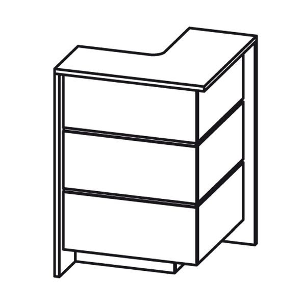 Deskin Theken-Eckelement ELINUS, Eckelement, Korpus in Dekor weiß, Front in Dekor lichtgrau, B 780 x T 780 x H 1085 mm, Theken-Eckelement rechts, 280245