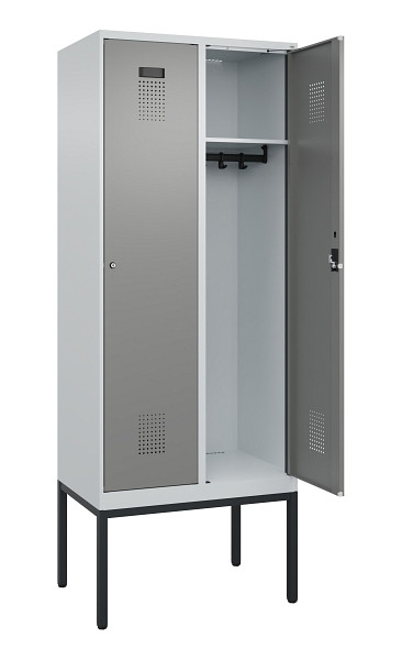 C+P Spind Evolo PLUS, Gestell, 2 Abteile, 2120x800x500mm, 7035/0004, Verschluss Zylinderschloss, Ablageböden 2, 0490307-22 S10041