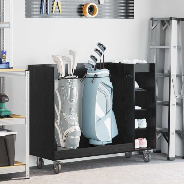 vidaXL Golf Schrank Mit Rad Uni Schwarz Eichen-Optik 120 x 45 x 98 cm, 899472