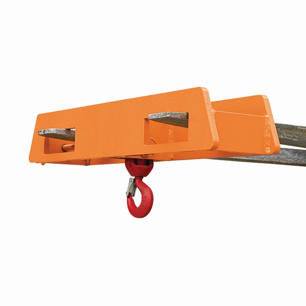 Eichinger Industrie Lasthaken Stapler-Aufsatz über zwei Gabelzinken, 2500 kg, reinorange, 20850100000000
