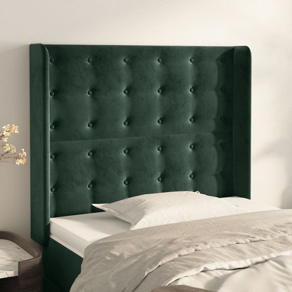 vidaXL Kopfteil mit Ohren Dunkelgrün 83x16x118/128 cm Samt, 3120047