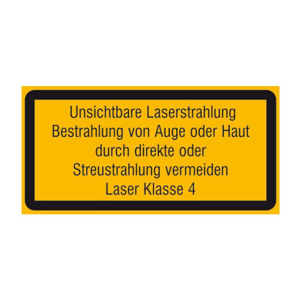 Stein HGS Laserkennzeichnung/Warnzusatzschild Unsichtbare Laserstrahlung, 148 x 74 mm, 21.1955