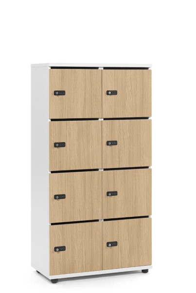 Deskin Schließfachschrank OFFICE-LINE mit 8 Fächern, Eiche hell, 800 x 420 x 1530 mm, mit Posteinwurf, 289999