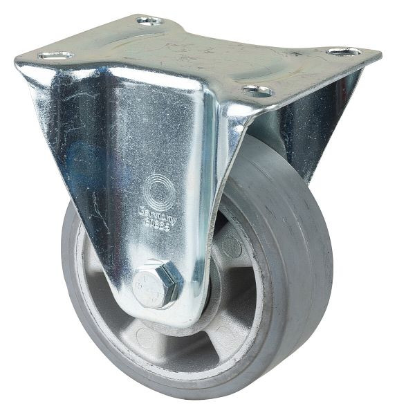 BS Rollen Transportrolle, Bockrolle, Rad-Breite 50 mm, Rad-Ø 125 mm, Tragfähigkeit 220 kg, Elastik-Reifen grau, Aluminium, Kugellager, LSS410.B83.125