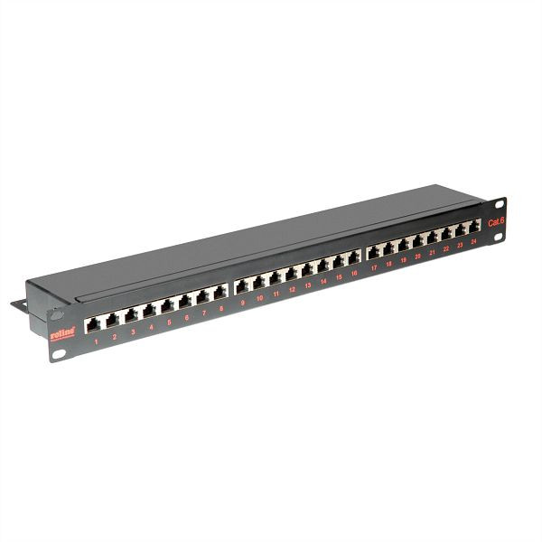 ROLINE Kategorie 6 (Class E) 19"-Patchpanel, 24P, geschirmt, schwarz, 26.11.0361
