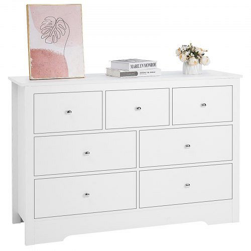 VEVOR Kommode mit 7 Schubladen & Kippschutz, 400x1199x813 mm Schrank für Wohnzimmer/Schlafzimmer/Flur (weiß), XDJYKCTJ23L7QMS4P001V0