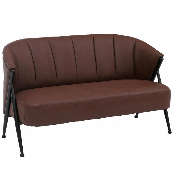 Mendler 2er-Sofa HWC-P30, Zweisitzer Polster-/Lounge-Sofa Couch Vintage Retro Industrial Metall Kunstleder, rostrot, 118691