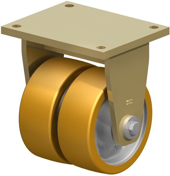 Blickle BSD-GTH 202K Stahlgeschweißte Schwerlast-Doppel-Bockrolle, Blickle Extrathane®, Hellbraun, 618835