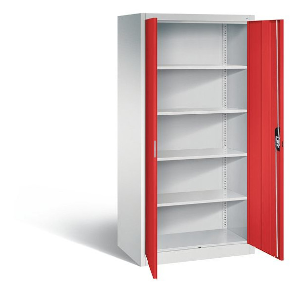 C+P Büroschrank Acurado, H1950xB930xT600mm, Farbe: Lichtgrau / feuerrot, Muldengriff, 5 OH, 9290-000 S10589
