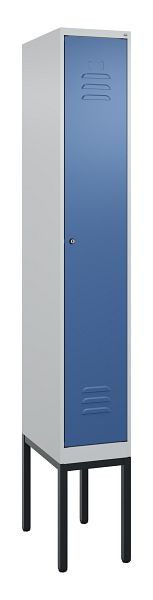 C+P Umkleidespind Classic PLUS mit Mitteltrennwand, Gestell, 2120x300x500mm, 7035/5023, Zylinderschloss, 0800307-10F S10020
