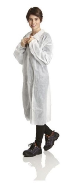 DS SafetyWear PP-Einweg-Kittel, 4 Druckknöpfe, Kragen, Armgummi, 50g/m², Größe XL, VE: 50 Stück, PPKI50-XL