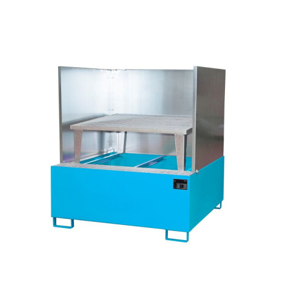 STEIN HGS Auffangwanne AWA/SW, mit Abfüllaufsatz und Spritzschutzwand, RAL 5012 lichtblau, Höhe 1630 mm, lackiert, 1 IBC 1000 Liter, 79191.0009