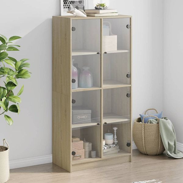 vidaXL Highboard mit Türen Sonoma-Eiche 68x37x142 cm Holzwerkstoff, 3295859