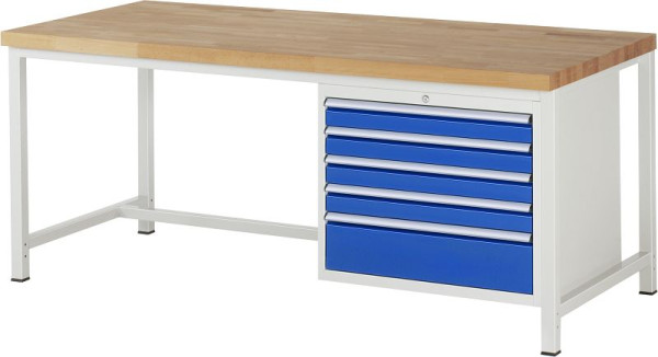 RAU Werkbank Serie 8000 - Modell 8268, B2000 x T900 x H840-1040 mm, Systemunterbau B1995 x T850 x H800-1000 mm, 03-8268A1-209B4H.11