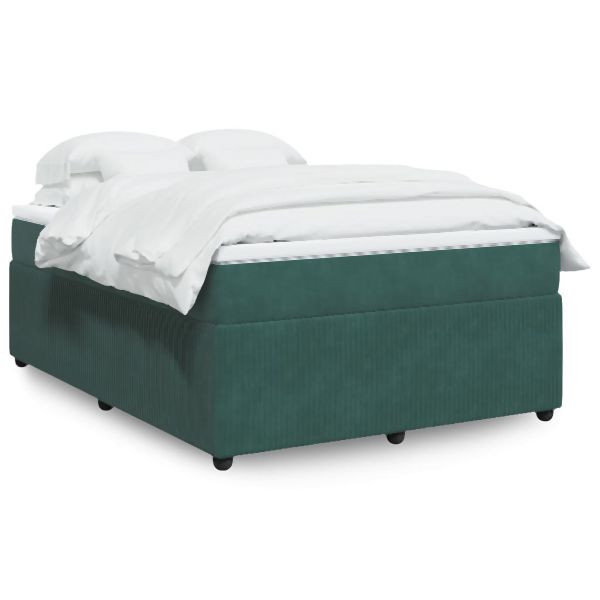 vidaXL Boxspringbett mit Matratze Dunkelgrün 160x200 cm Samt, 3285653