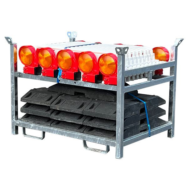 Schake SET3 bestehend aus: 1x Lager- und Transportpalette, 10x TL-Fußplatte nach K1, 10x Bast Bakenleuchte rot, 36NOX-G2-SET3