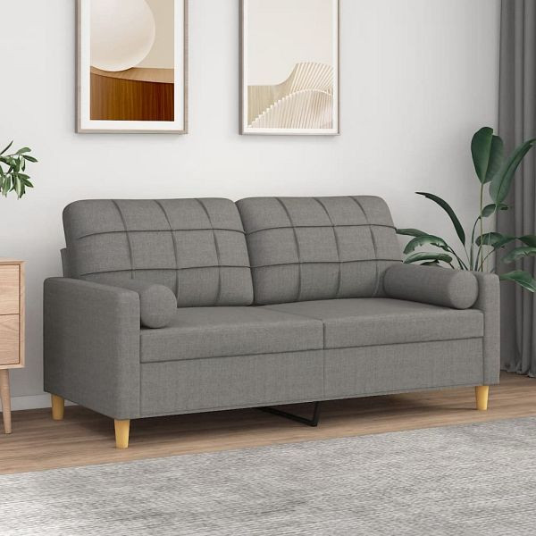 vidaXL 2-Sitzer-Sofa mit Kissen Dunkelgrau 140 cm Stoff, 3152920