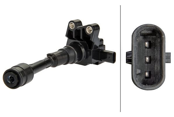 HELLA Zündspule, 12V, 3-polig, Kerzenschachtzündspule, geschraubt, 5DA 358 168-621