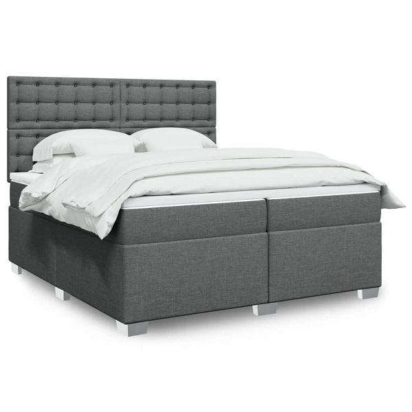 vidaXL Boxspringbett mit Matratze Dunkelgrau 200x200 cm Stoff, 3292910