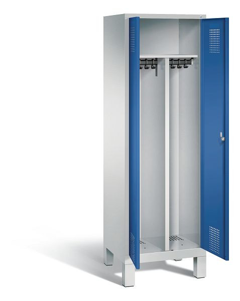 C+P Schwarz-Weiss-Spind Evolo, H1850xB610xT500mm, Farbe: Lichtgrau / Enzianblau, 48012-20 S10157