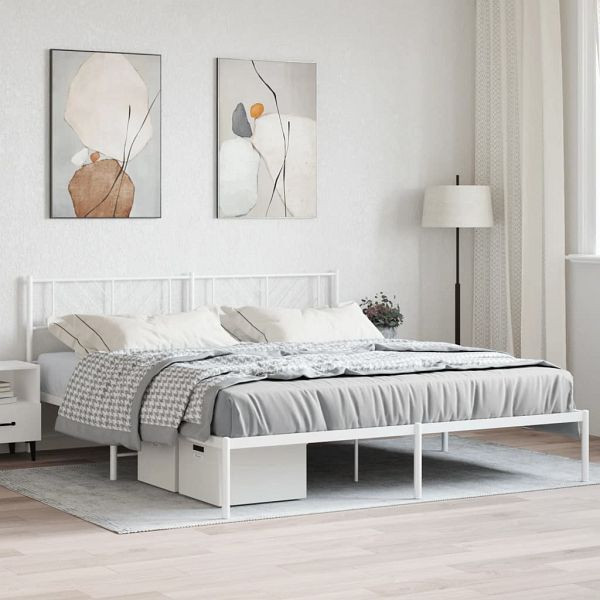 vidaXL Bettgestell mit Kopfteil Metall Weiß 180x200 cm, 372232