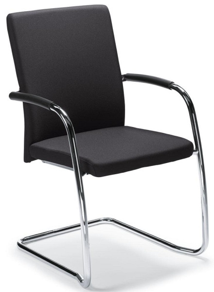 Deskin Besucher- und Konferenzstuhl RIVA S, inkl. Armlehnen, Schwingergestell verchromt, Farbe grau, Sitz und Rücken mit Polster, 280686