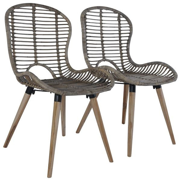 vidaXL Esszimmerstühle 2 Stück Braun Natürliches Rattan, 246853