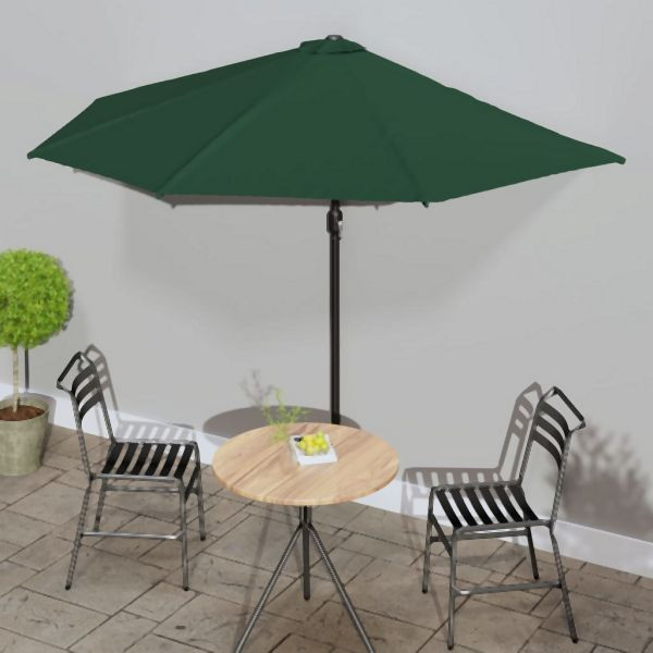 vidaXL Balkon-Sonnenschirm mit Alu-Mast Grün 300x155 cm Halbrund, 44592