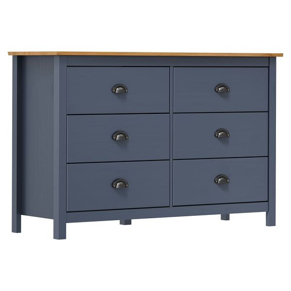 vidaXL Sideboard Hill Grau 125x40x80 cm Massivholz Kiefer, 288985