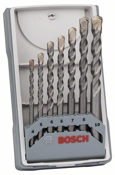 Bosch Betonbohrer CYL-3 Set, Silver Percussion, 7-teilig, 4, 5, 6, 6, 7, 8, 10 mm, 2607017082