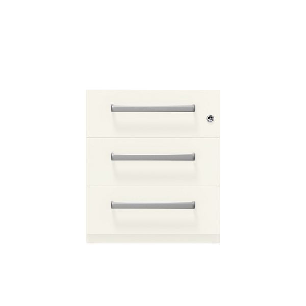 Bisley Rollcontainer Note™, 3 Schubladen, Tiefe 565 mm, Designgriff, 196 verkehrsweiß antibakteriell, NWH59M7SSS196