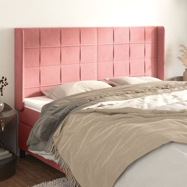 vidaXL Kopfteil mit Ohren Rosa 183x16x118/128 cm Samt, 3119645