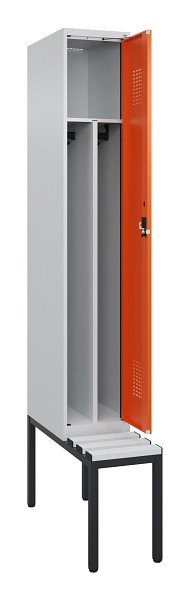 C+P Spind Evolo PLUS, 1 Abteile, 2120x300x815mm, 7035/2004, Haken 4, Zylinderschloss, Sitzfläche Kunststoff, Sitzbank, 0490507-10F S10084
