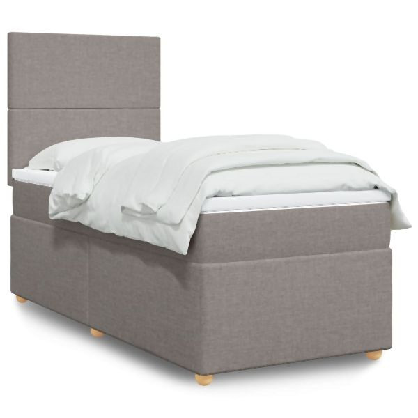 vidaXL Boxspringbett mit Matratze Taupe 80x200 cm Stoff, 3293404