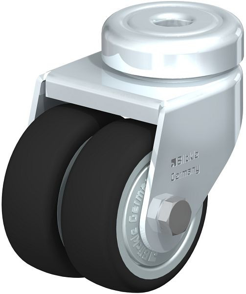 Blickle LMDA-PATH 50K-FK Apparate-Doppel-Lenkrolle mit Rückenloch, Thermoplastisches Polyurethan, Grau, 757080