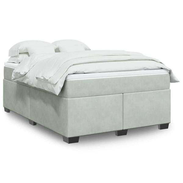 vidaXL Boxspringbett mit Matratze Hellgrau 140x190 cm Samt, 3285281