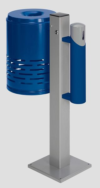 VAR Abfallsammler/Ascher - Kombination AG 101, Abfallkorb enzianblau- Korpus enzianblau-Kopfteil silber, 28121