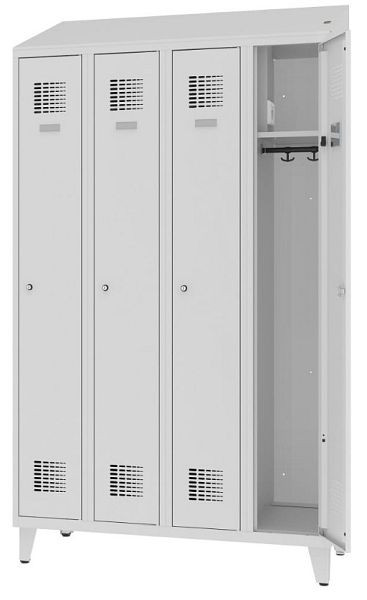 Eurobox Umkleidespind Strom, 4 Abteile, mit Steckdose, 300 mm mit Füßen, 1001-030401