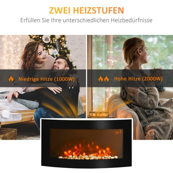 HOMCOM Elektrokamin Kamin Kaminofen Elektrischer Wandkamin (Modell7/89,2 x 13,5 x 48cm), 820-052