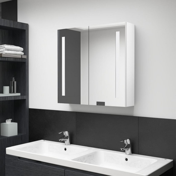vidaXL LED-Spiegelschrank fürs Bad Glänzend Weiß 62x14x60 cm, 326524