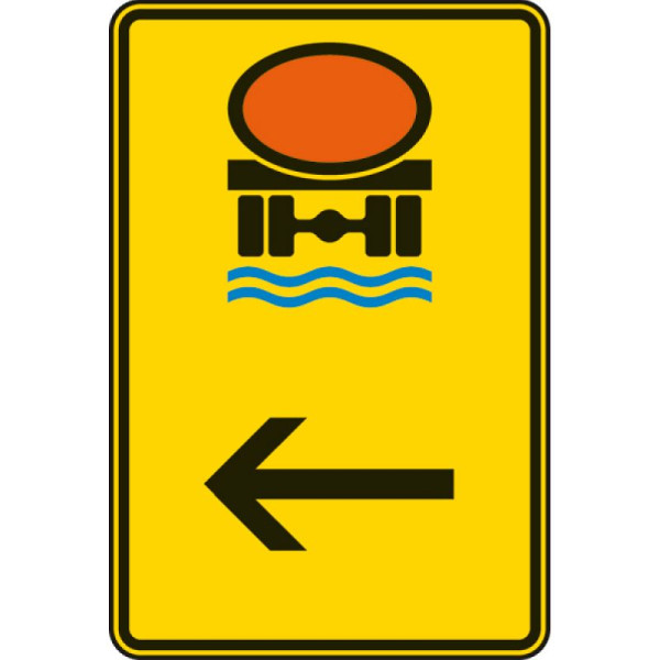 Stein HGS Wegweiser für Fahrzeuge mit wassergefährdender Ladung (hier links) Nr. 422-14, 1260x840mm /RA2/Alform, 422-14-322