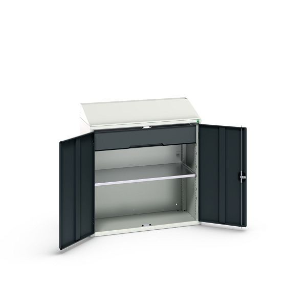 bott verso Pultschrank, mit 1 Fachboden und 1 Schublade, BxTxH: 1050 x 550 x 1130 mm, Lichtgrau / Anthrazitgrau, 16926590.19