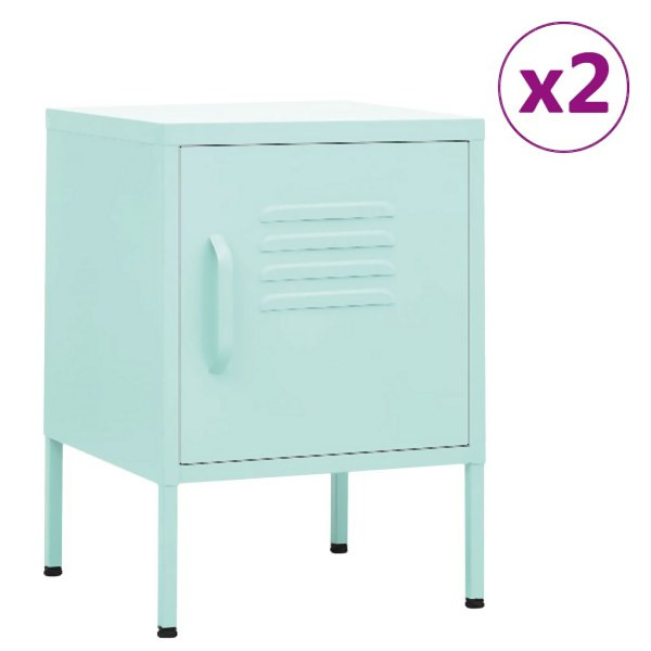 vidaXL Nachttische 2 Stück Minzgrün 35x35x51 cm Stahl, 3095210
